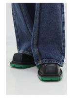 Black Square Toe Leather Shoes