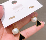 Black Triangle Drop Earrings