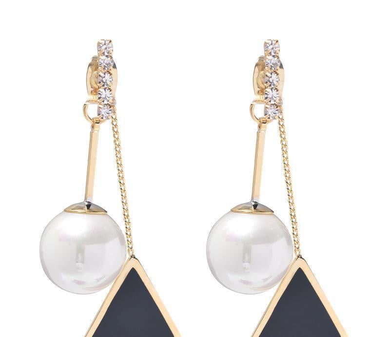 Black Triangle Drop Earrings
