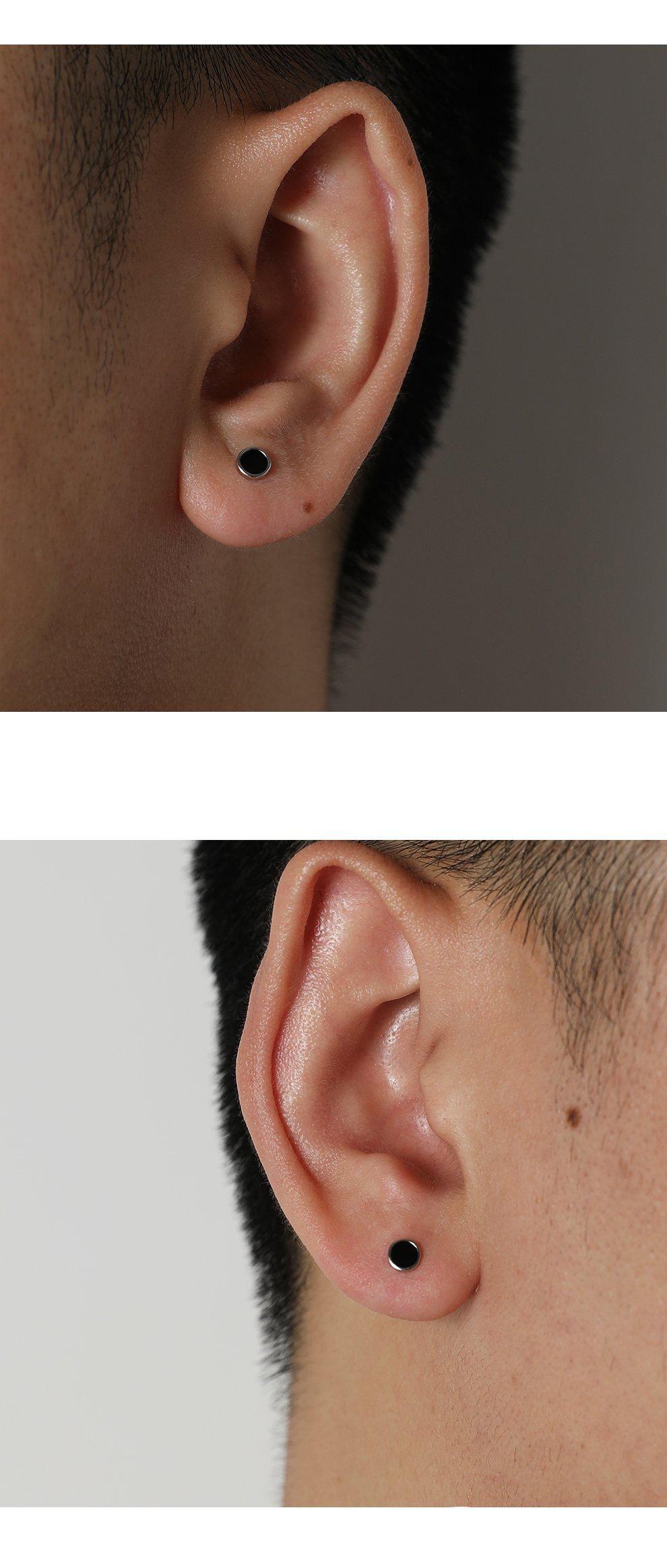Black Round Ear Studs