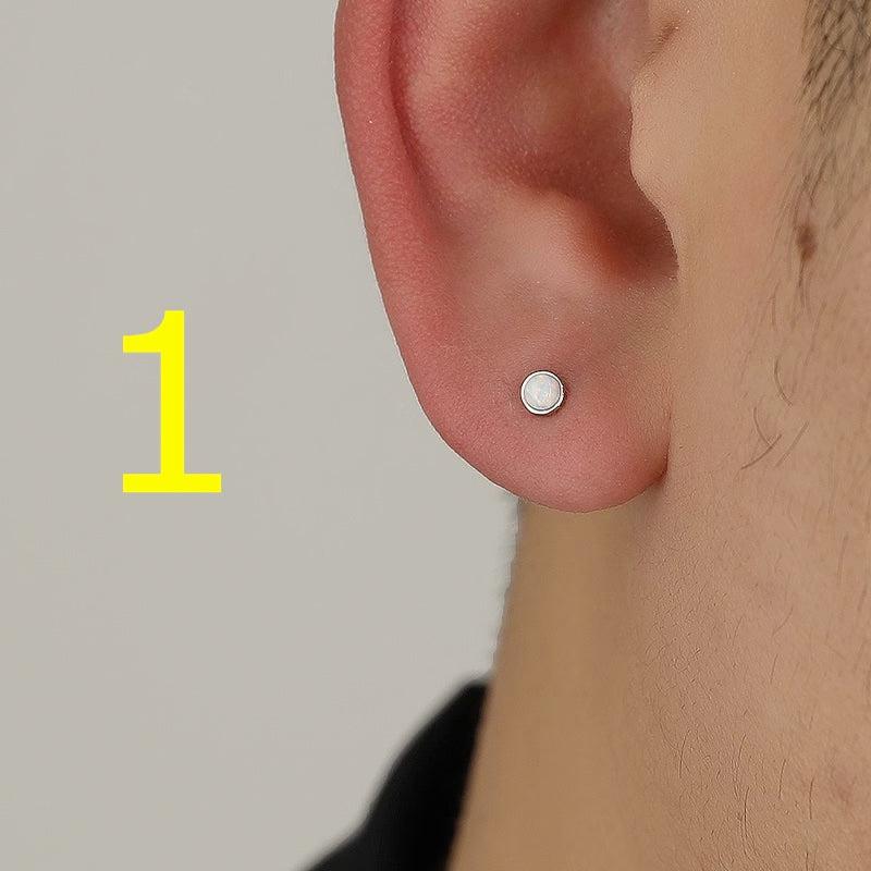 Blue Amber Stud Earrings