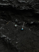 Blue Amber Stud Earrings