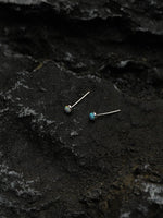 Blue Amber Stud Earrings