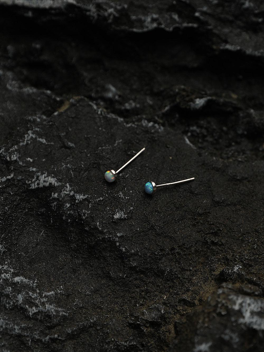 Blue Amber Stud Earrings