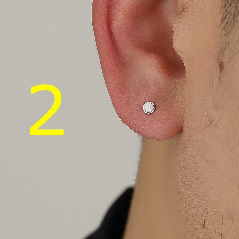 Blue Amber Stud Earrings