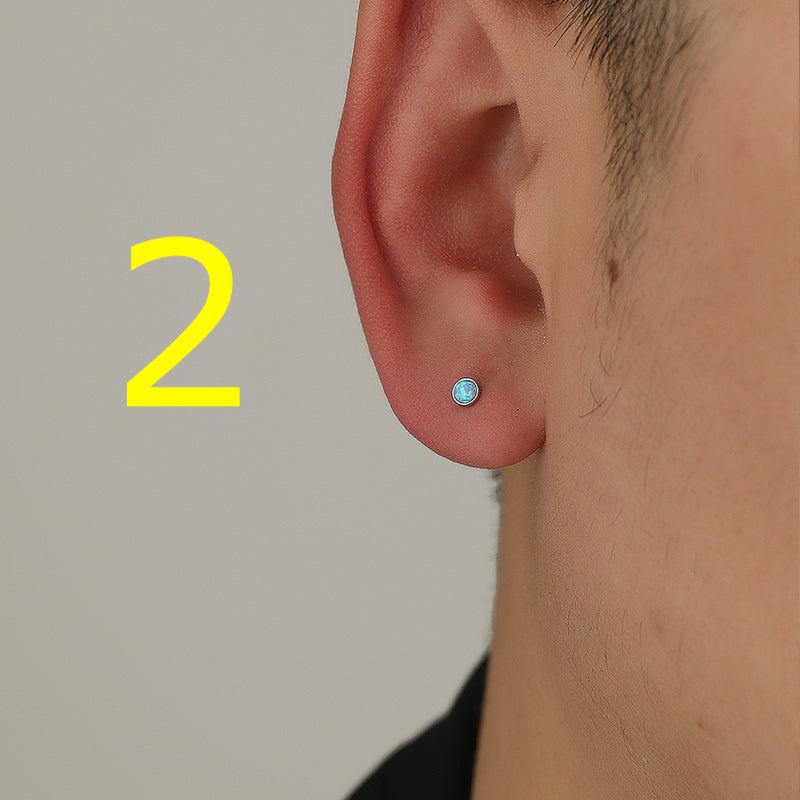 Blue Amber Stud Earrings