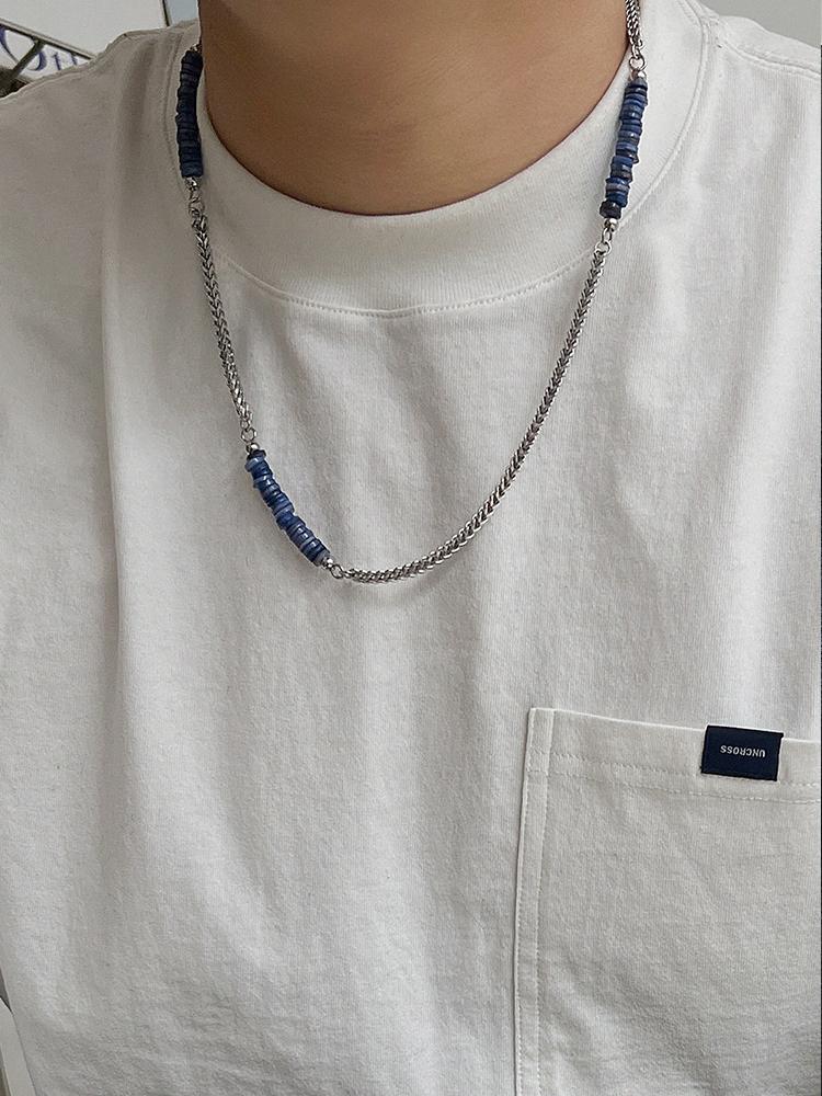 Blue Bead Stitching Necklace