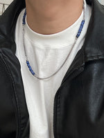 Blue Bead Stitching Necklace