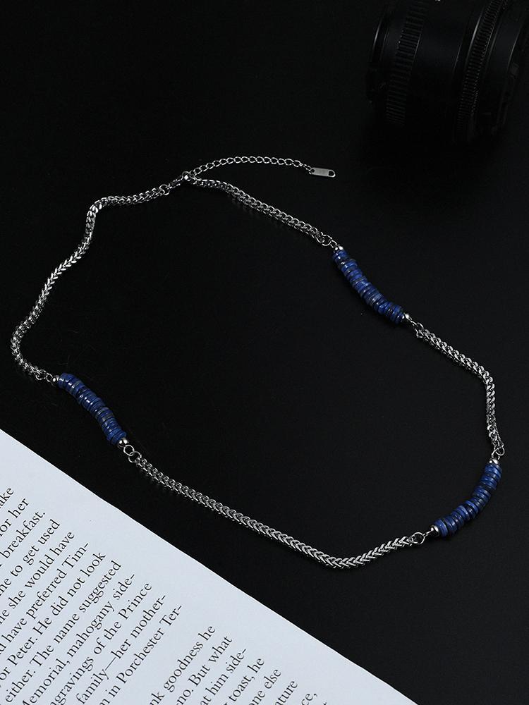Blue Bead Stitching Necklace