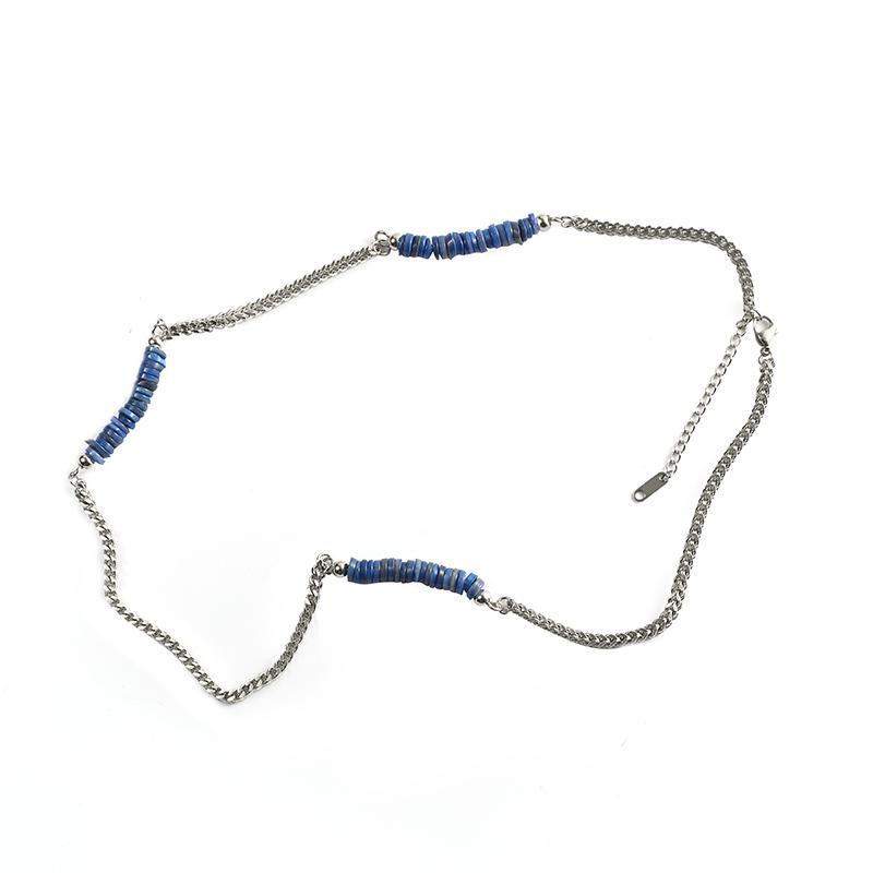 Blue Bead Stitching Necklace