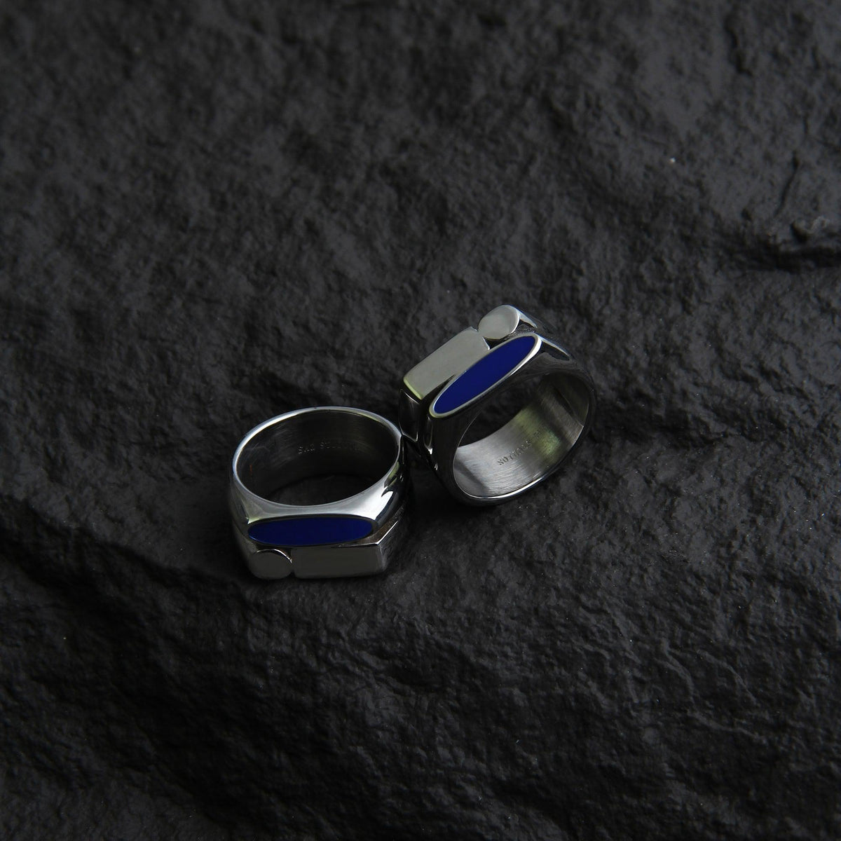 Blue Geometric Ring