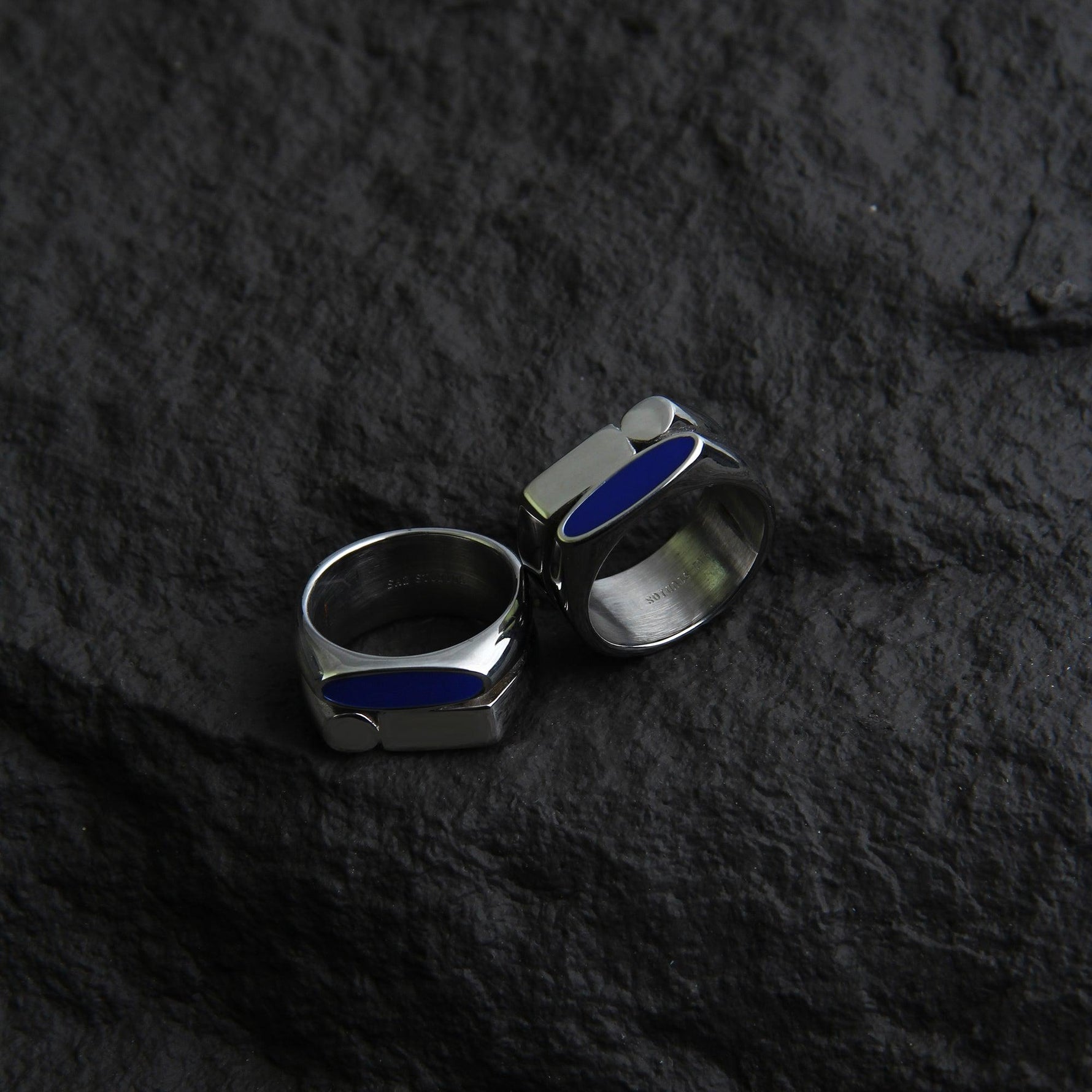 Blue Geometric Ring