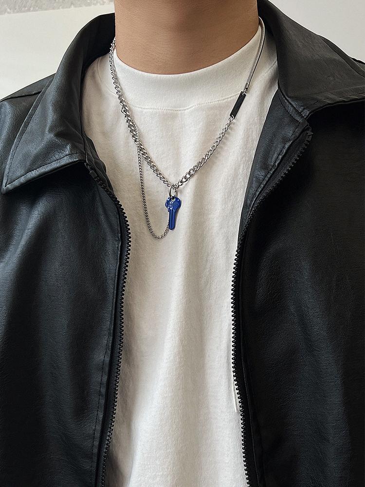 Blue Key Pendant Necklace
