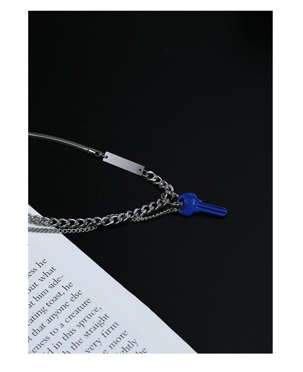 Blue Key Pendant Necklace