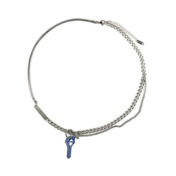 Blue Key Pendant Necklace