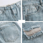 Breathable Ripped Denim Shorts