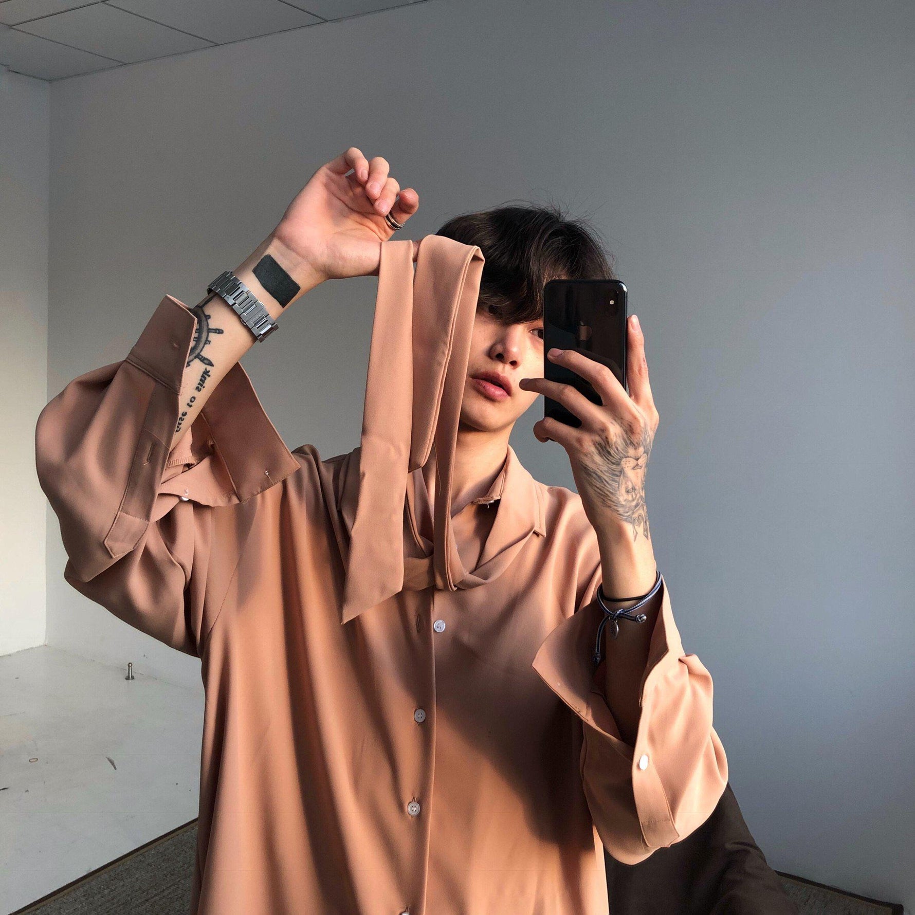 Chiffon Bow Tie Style Shirt