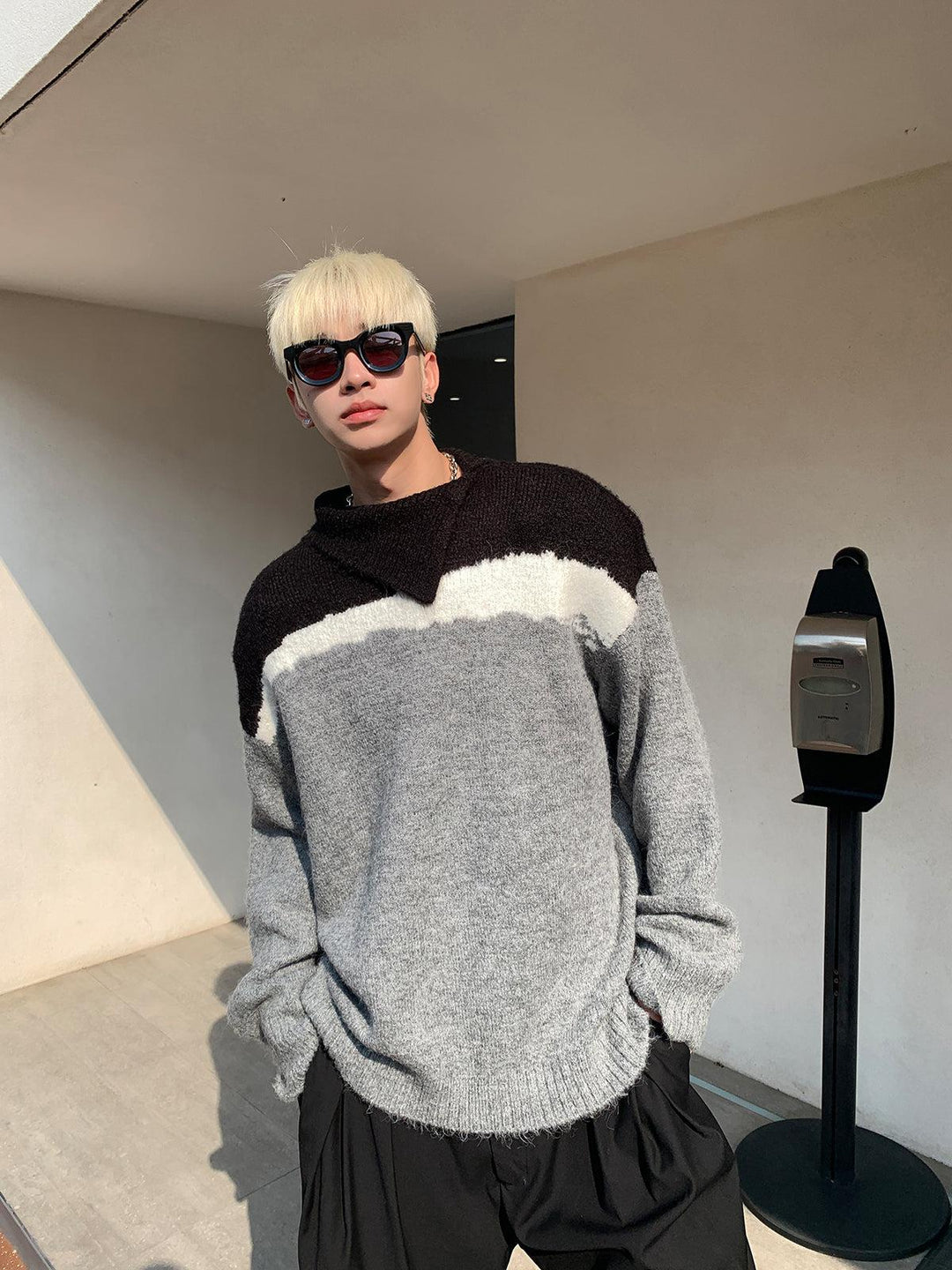 Color-Blocking Pullover Sweater