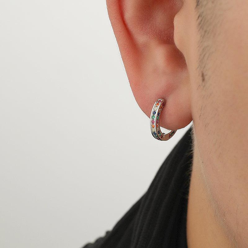 Colored Zircon Hoop Earrings