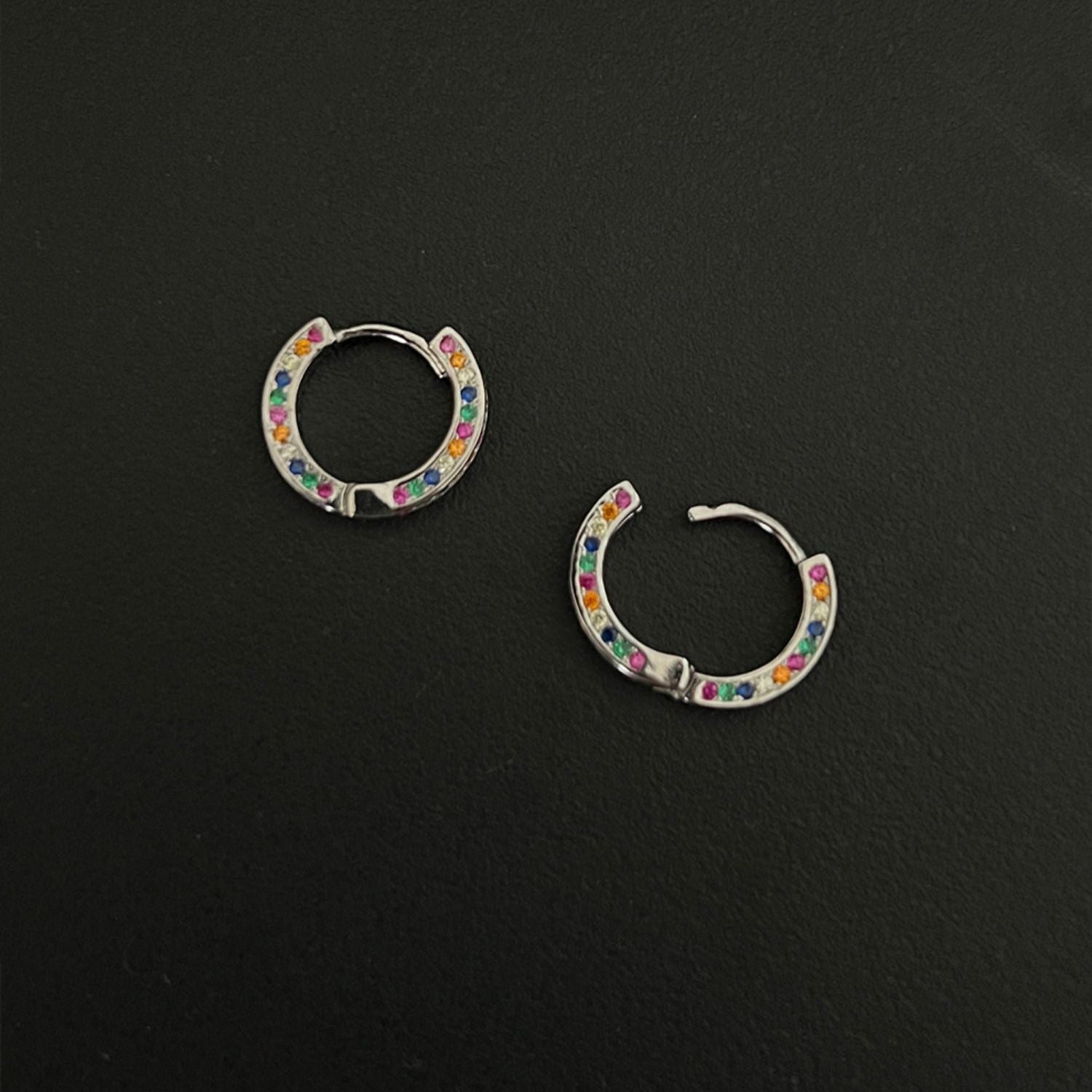 Colored Zircon Hoop Earrings