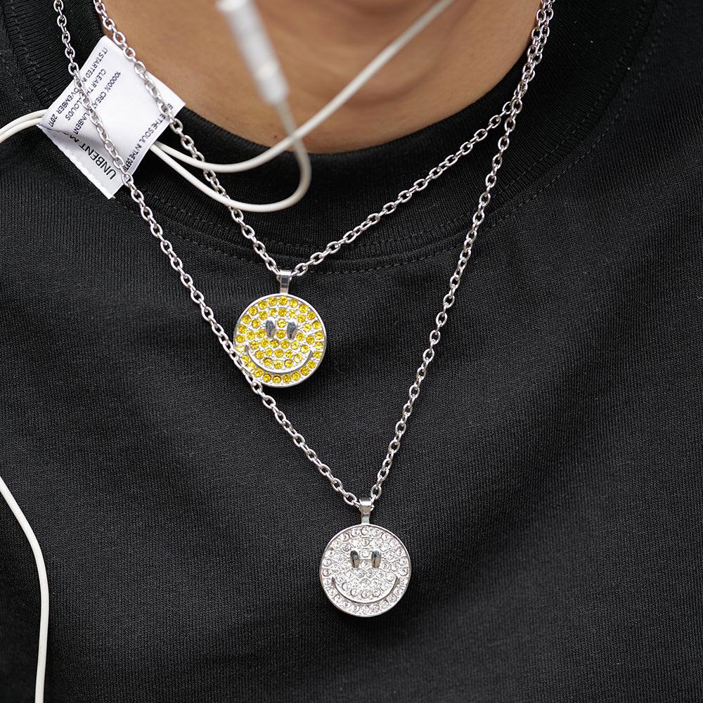 Colorful Zircon Smiley Necklace