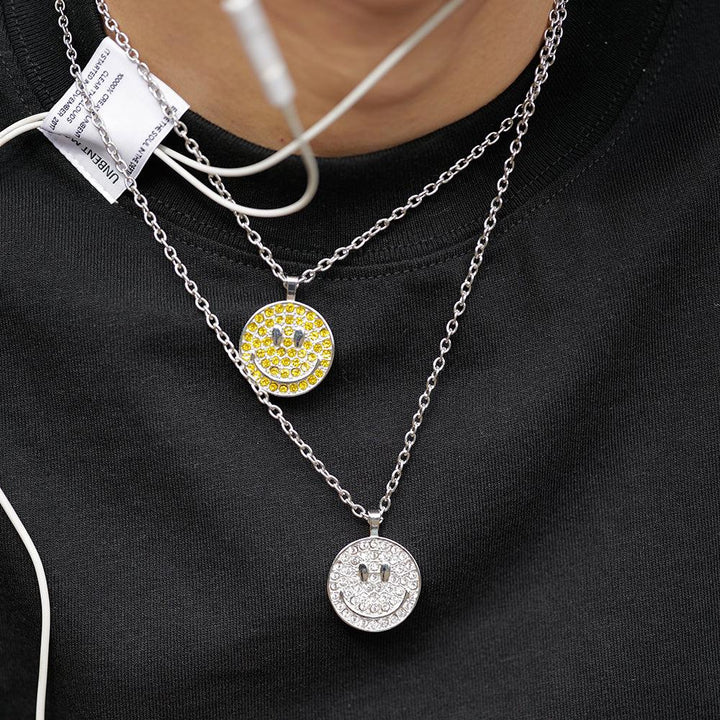 Colorful Zircon Smiley Necklace