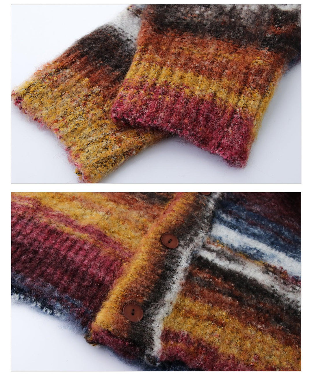 Contrast Color V-neck Cardigan Jacket