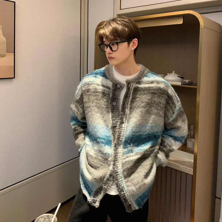 Contrast Color V-neck Cardigan Jacket