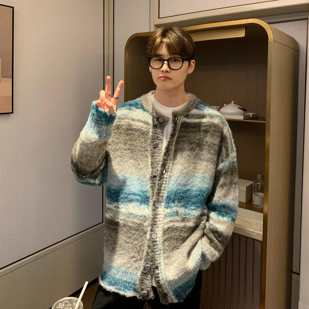 Contrast Color V-neck Cardigan Jacket