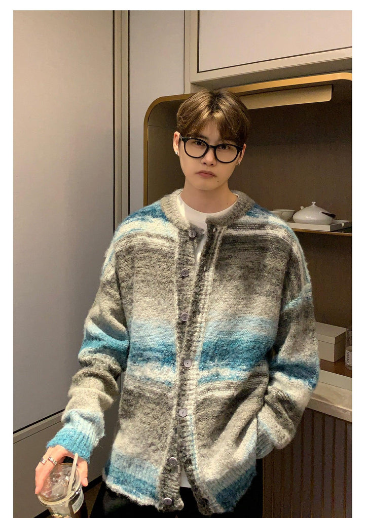 Contrast Color V-neck Cardigan Jacket