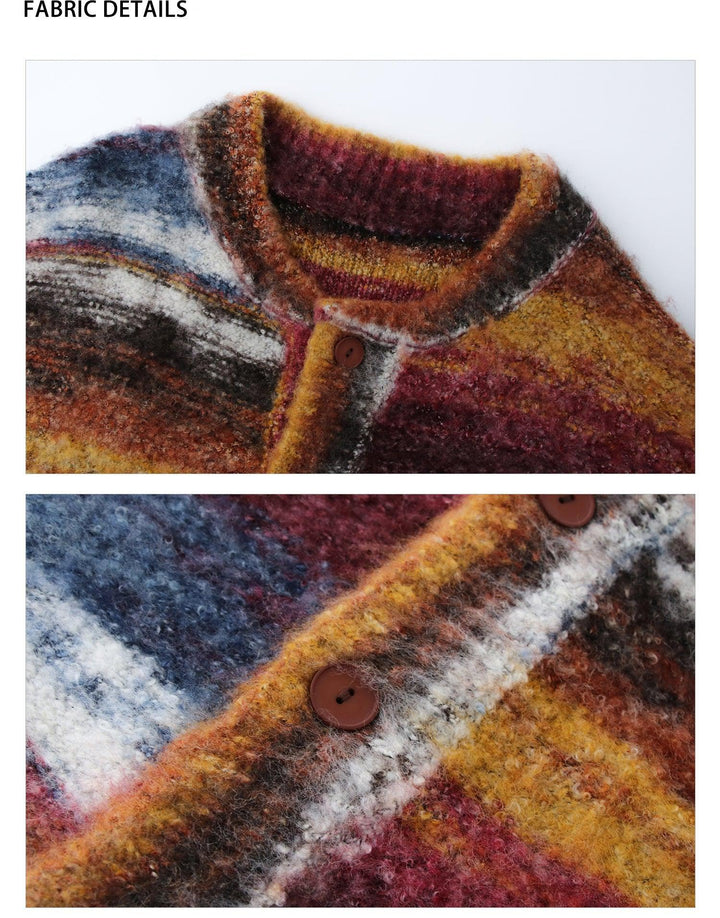 Contrast Color V-neck Cardigan Jacket