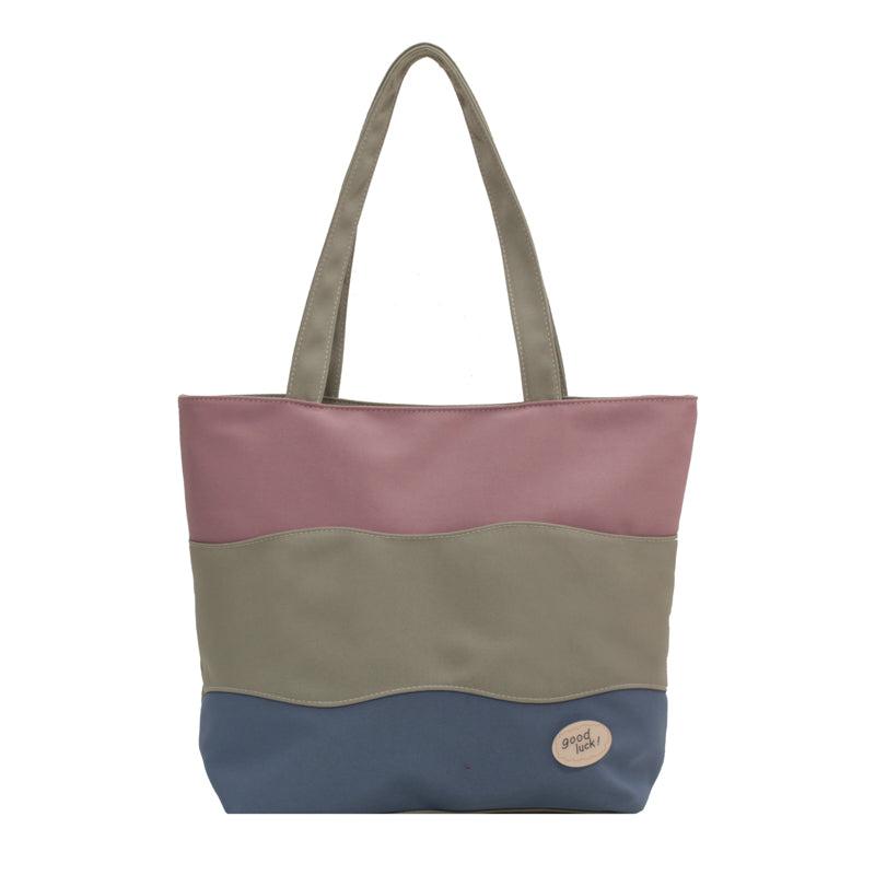 Contrast Canvas Shopping Bag