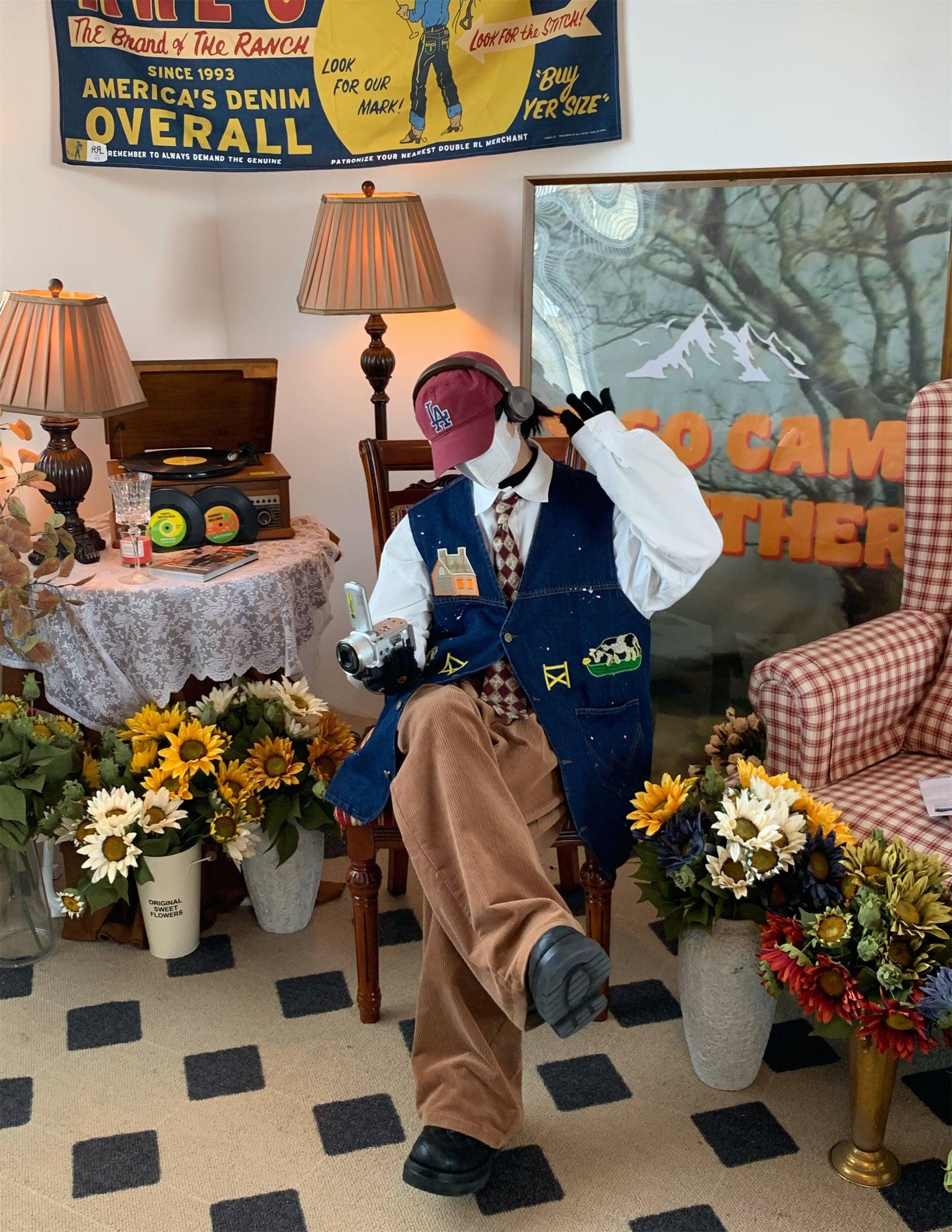 Cows Print Denim Vest