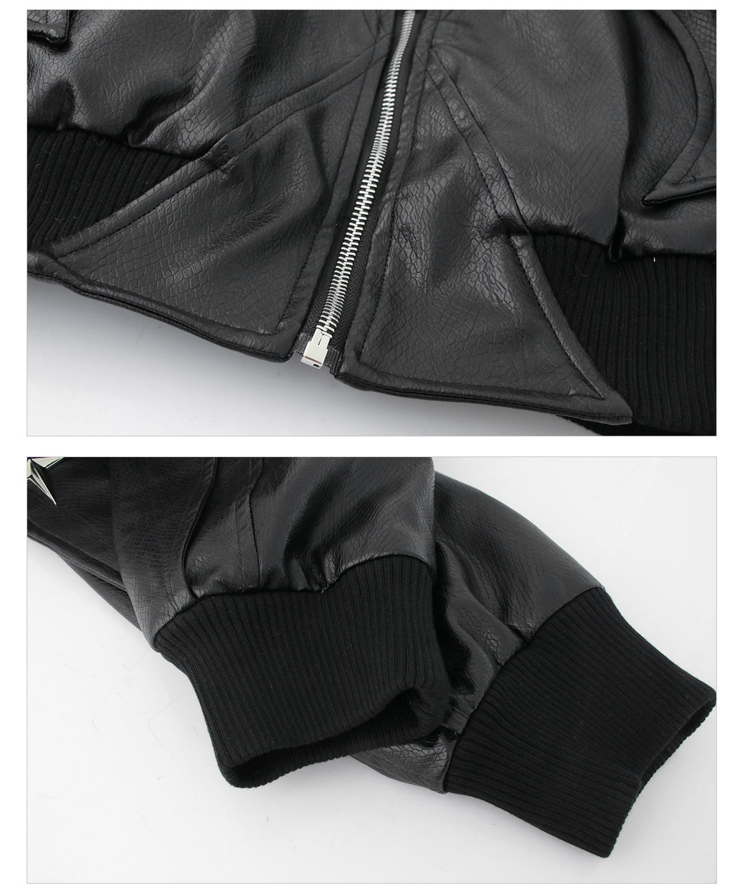 Cropped Faux Leather Biker Jacket