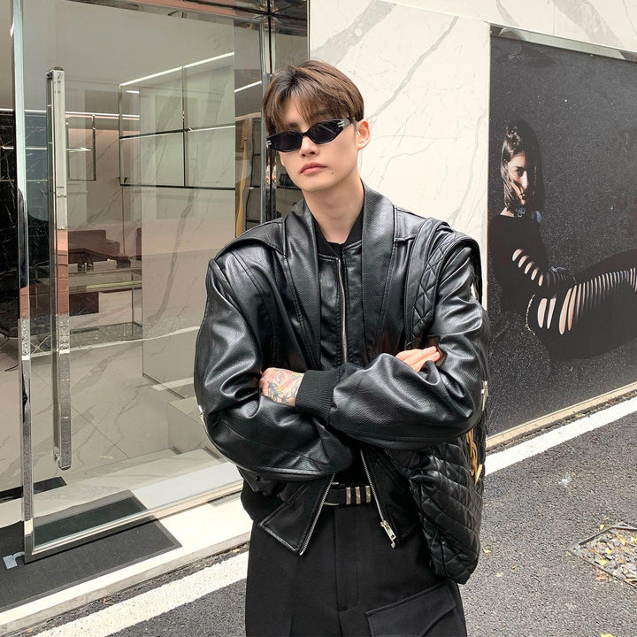Cropped Faux Leather Biker Jacket