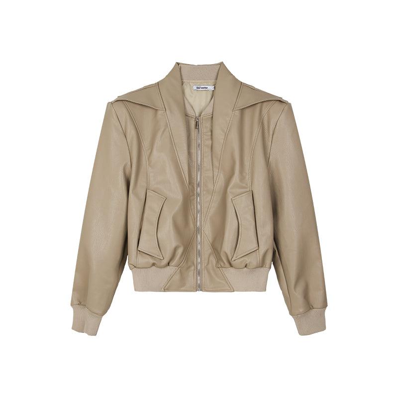 Cropped Faux Leather Biker Jacket
