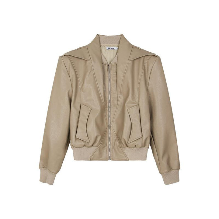 Cropped Faux Leather Biker Jacket
