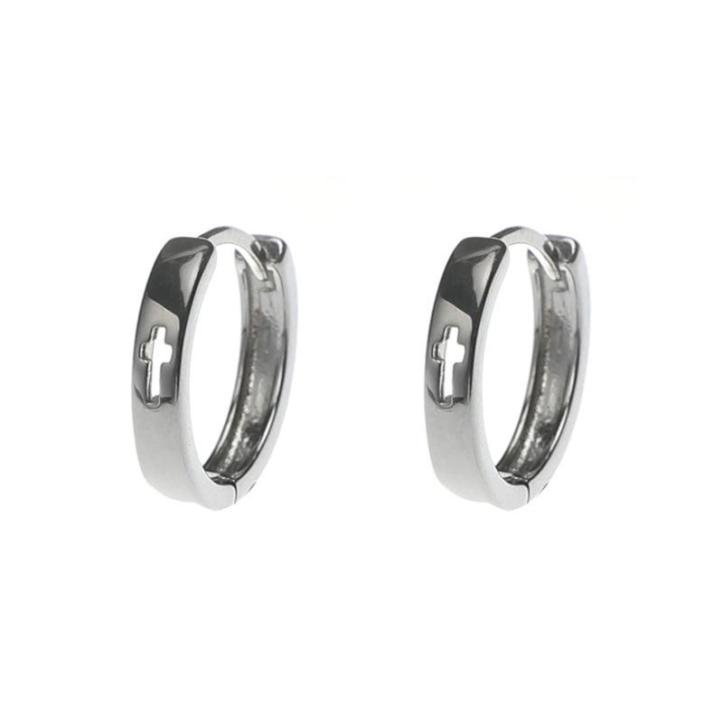 Cutout Cross Hoop Earrings