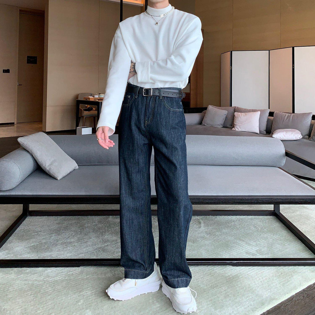 Dark Blue Wide-Leg Jeans