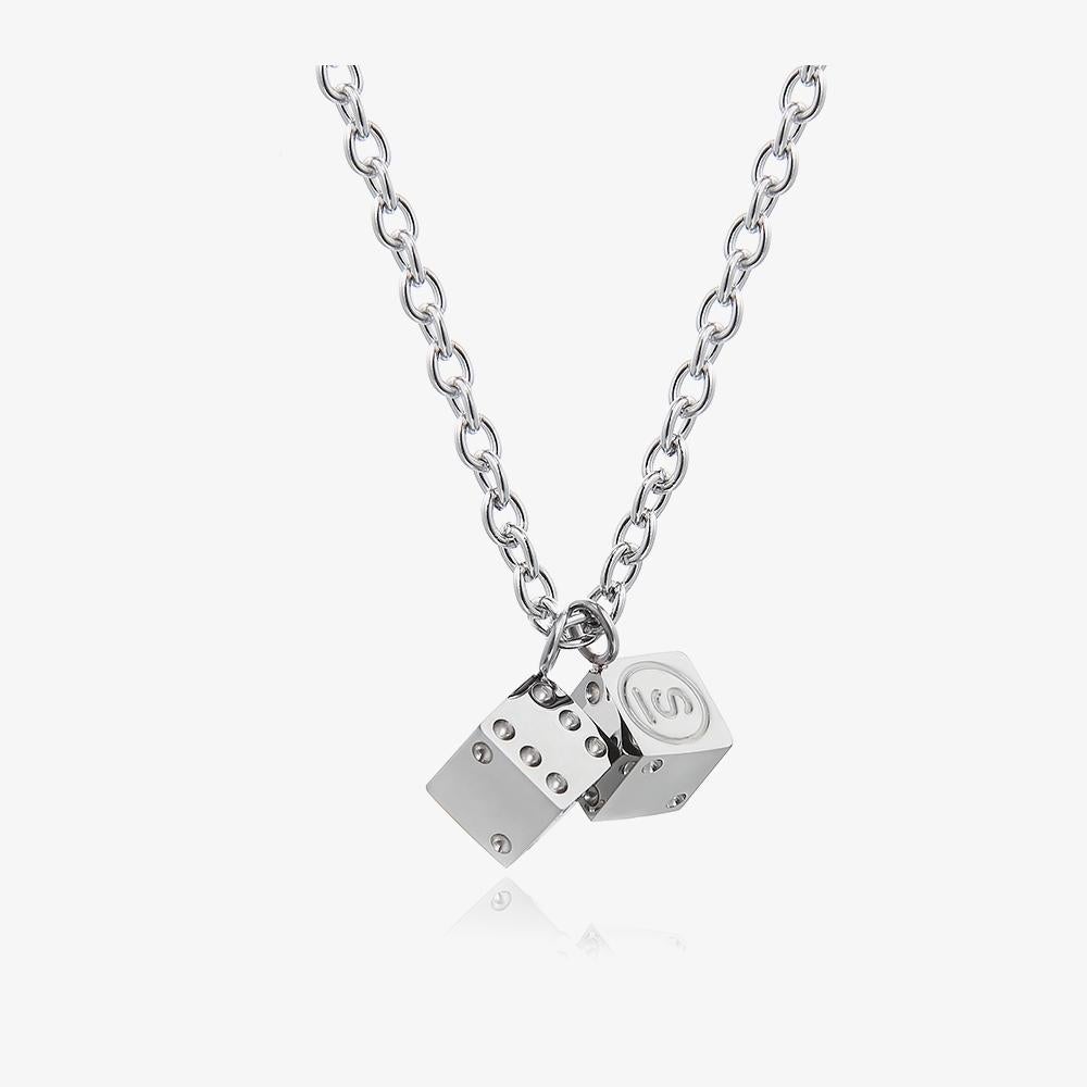 Dice Necklace Silver For Women - Clothingta