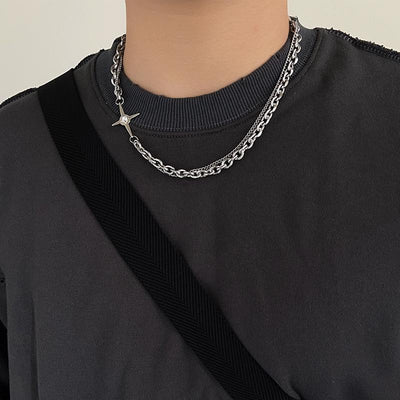 Qoo10 - Korean men s titanium steel necklace fashion domineering  personality T... : Jewelry