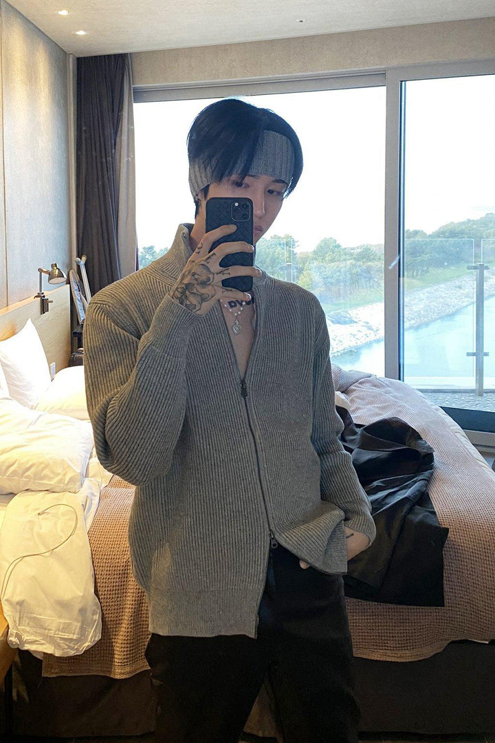 Double Zipper Cardigan Jacket