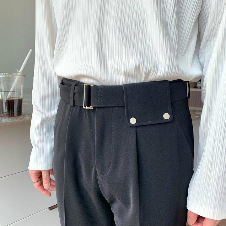 Drape Wide-Leg Pants With Belt