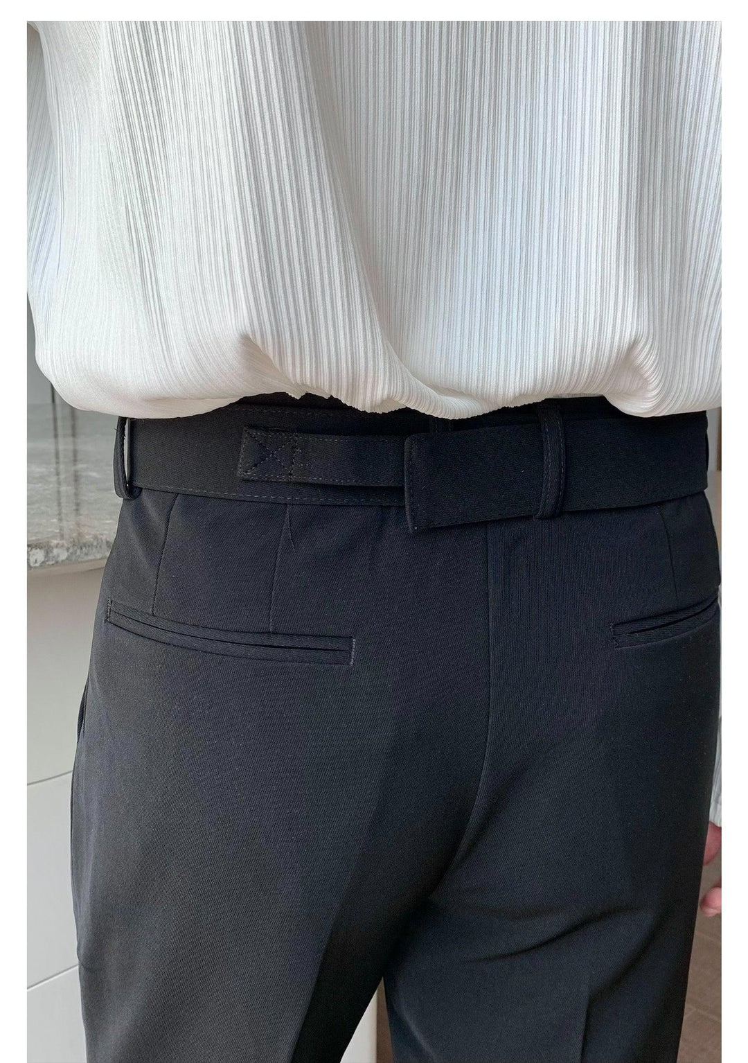 Drape Wide-Leg Pants With Belt