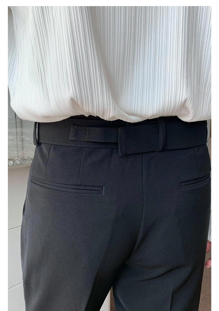Drape Wide-Leg Pants With Belt
