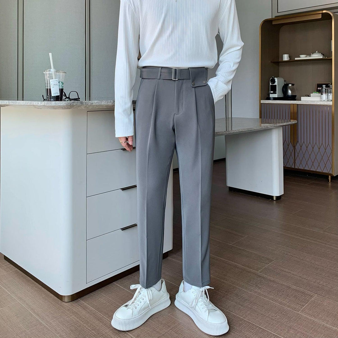 Drape Wide-Leg Pants With Belt