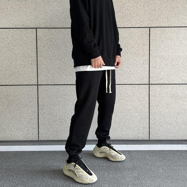 Drawstring Crotch Beam Pants Plus Velvet