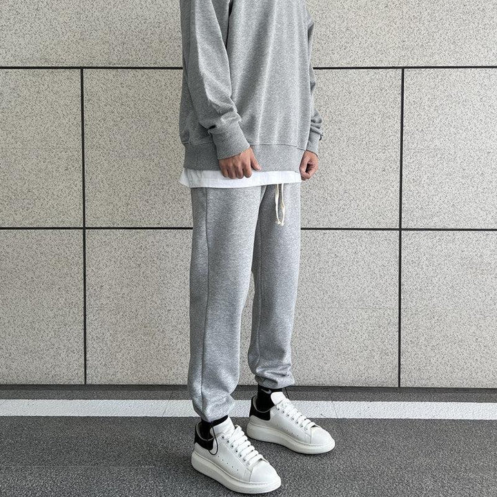 Drawstring Crotch Beam Pants Plus Velvet