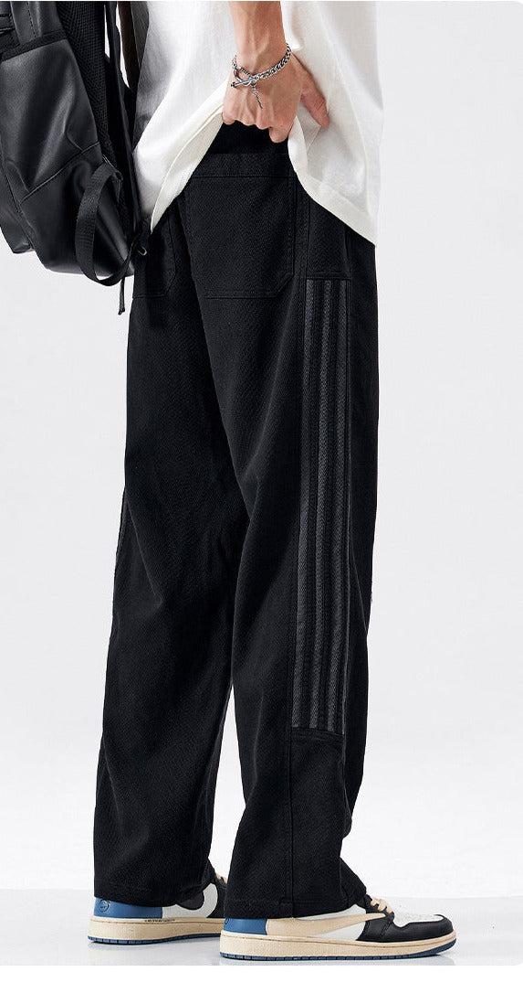 Drawstring Elastic Side Striped Jeans