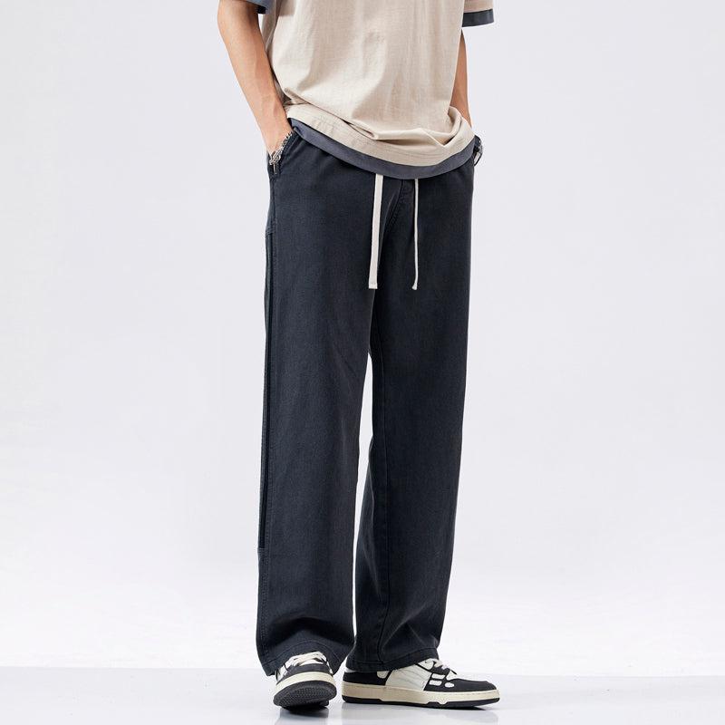 Drawstring Elastic Side Striped Jeans